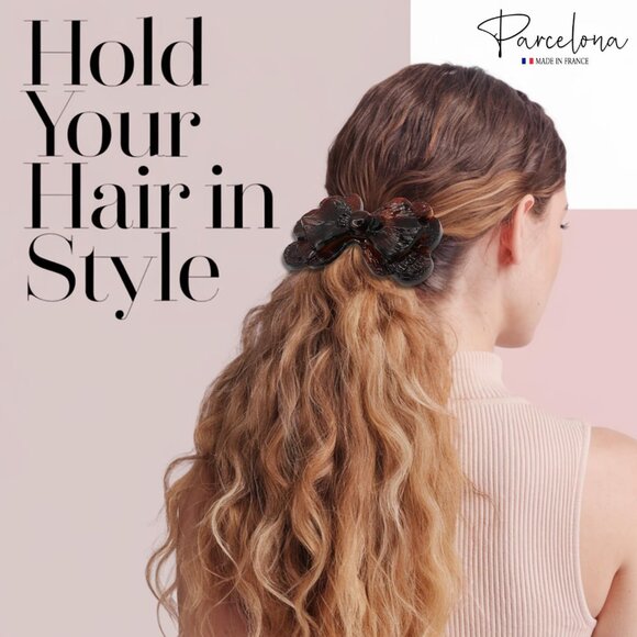 French Petal Tortoise Shell Celluloid Barrette Hair Clips Women Accessories - Picture 2 of 9